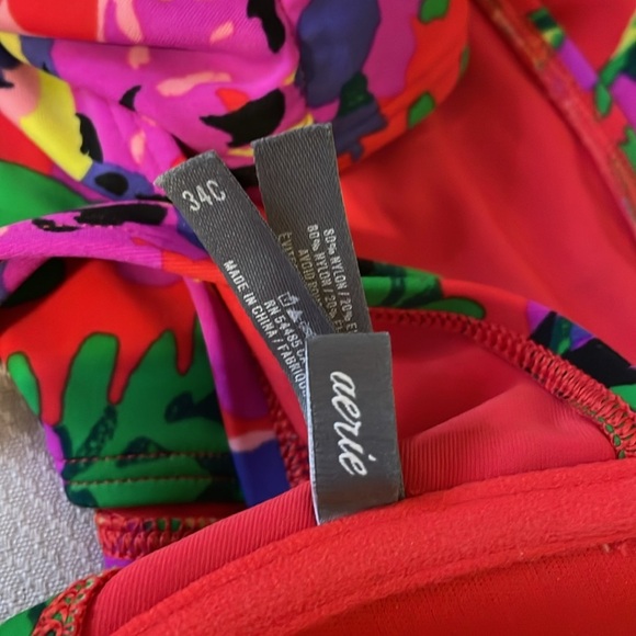 Aerie women’s bikini 34c medium top halter underwire bottom red floral - Picture 9 of 11